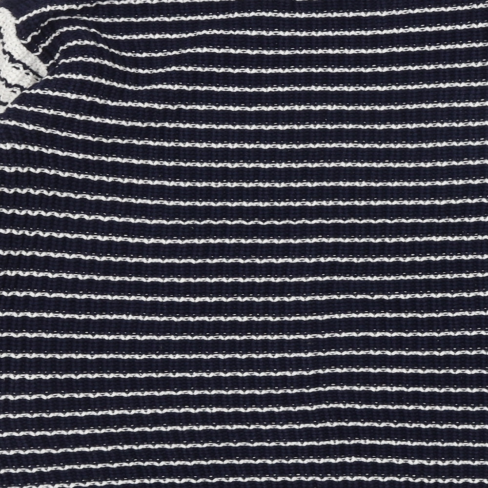 Marks & Spencer Womens Blue Boat Neck Striped 100% Cotton Pullover Jumper Size S