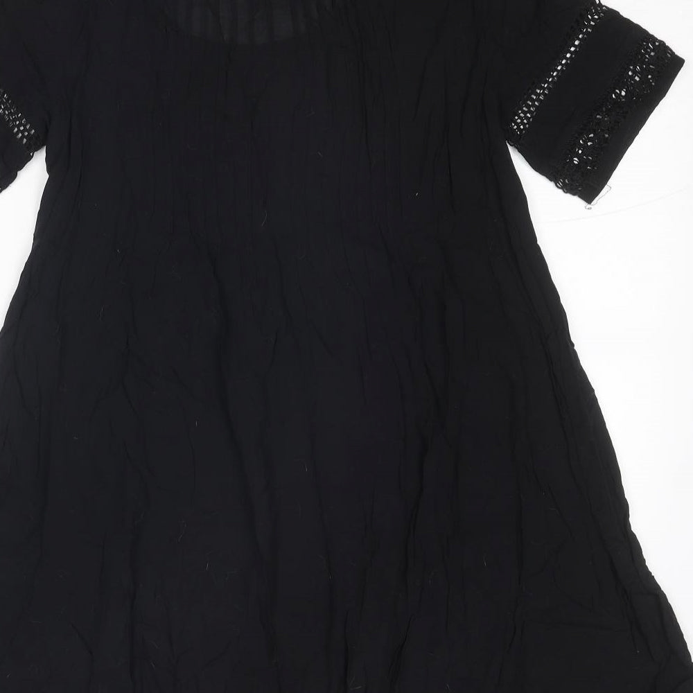 Ecote Womens Black Viscose Trapeze & Swing Size S Round Neck Pullover