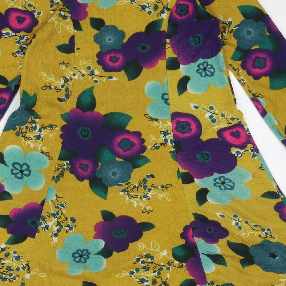 Indulgence Womens Multicoloured Floral Wool Trapeze & Swing Size S Round Neck Pullover - Size S-M