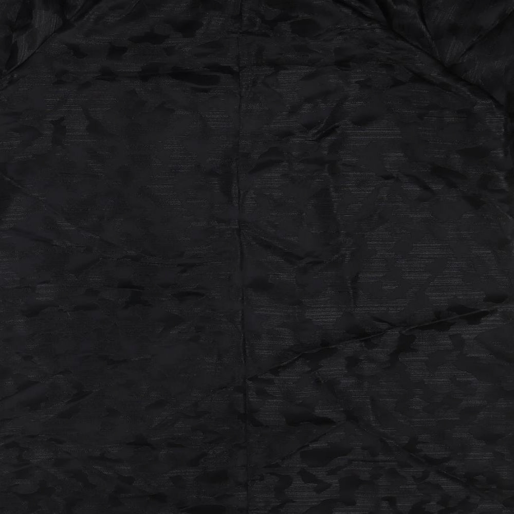 Marks & Spencer Womens Black Geometric Polyester A-Line Size 14 Round Neck Button