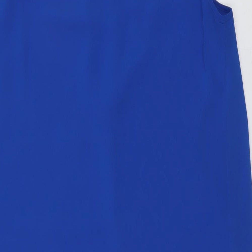 Max Studio Womens Blue Polyester Shift Size XL Round Neck Button