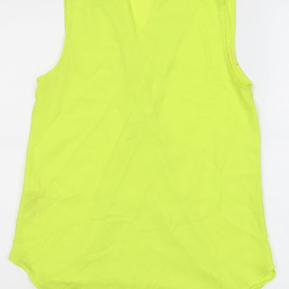 New Look Womens Yellow Polyester Basic Blouse Size 10 V-Neck