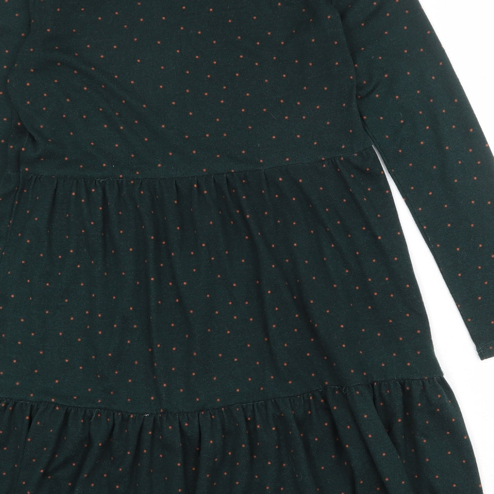 Stella Morgan Womens Green Polka Dot Polyester Skater Dress Size 12 Round Neck Pullover