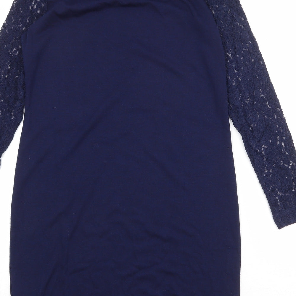 Marks & Spencer Womens Blue Polyester A-Line Size 10 Round Neck Pullover