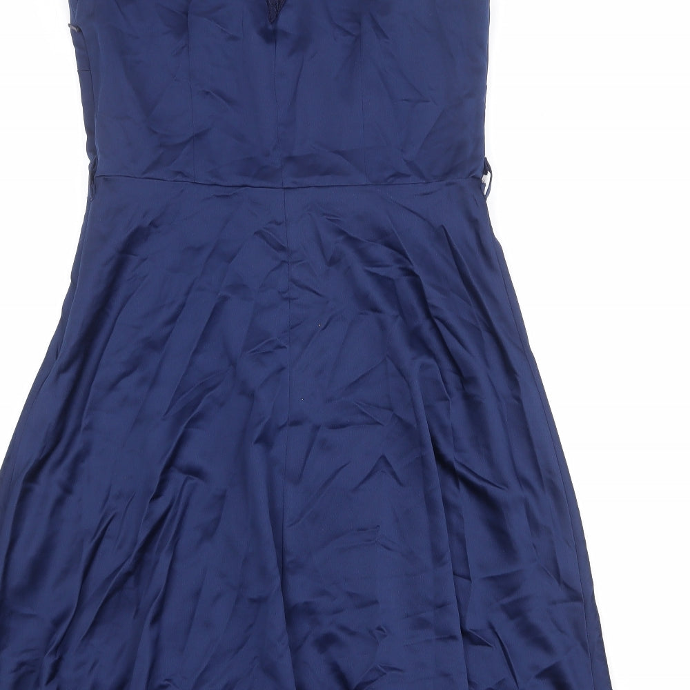 Paraphrase Womens Blue Polyester Fit & Flare Size M Square Neck Zip