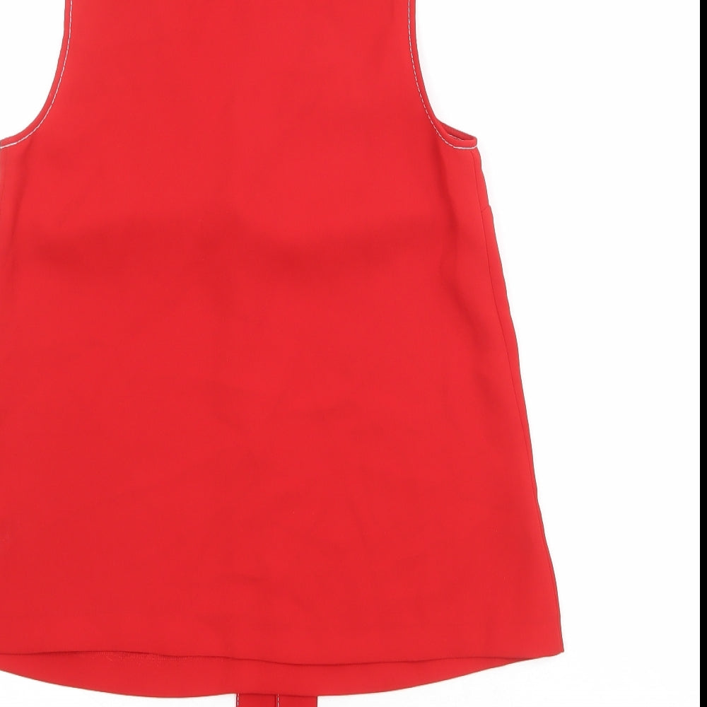 Marks & Spencer Womens Red Polyester Basic Blouse Size 6 V-Neck