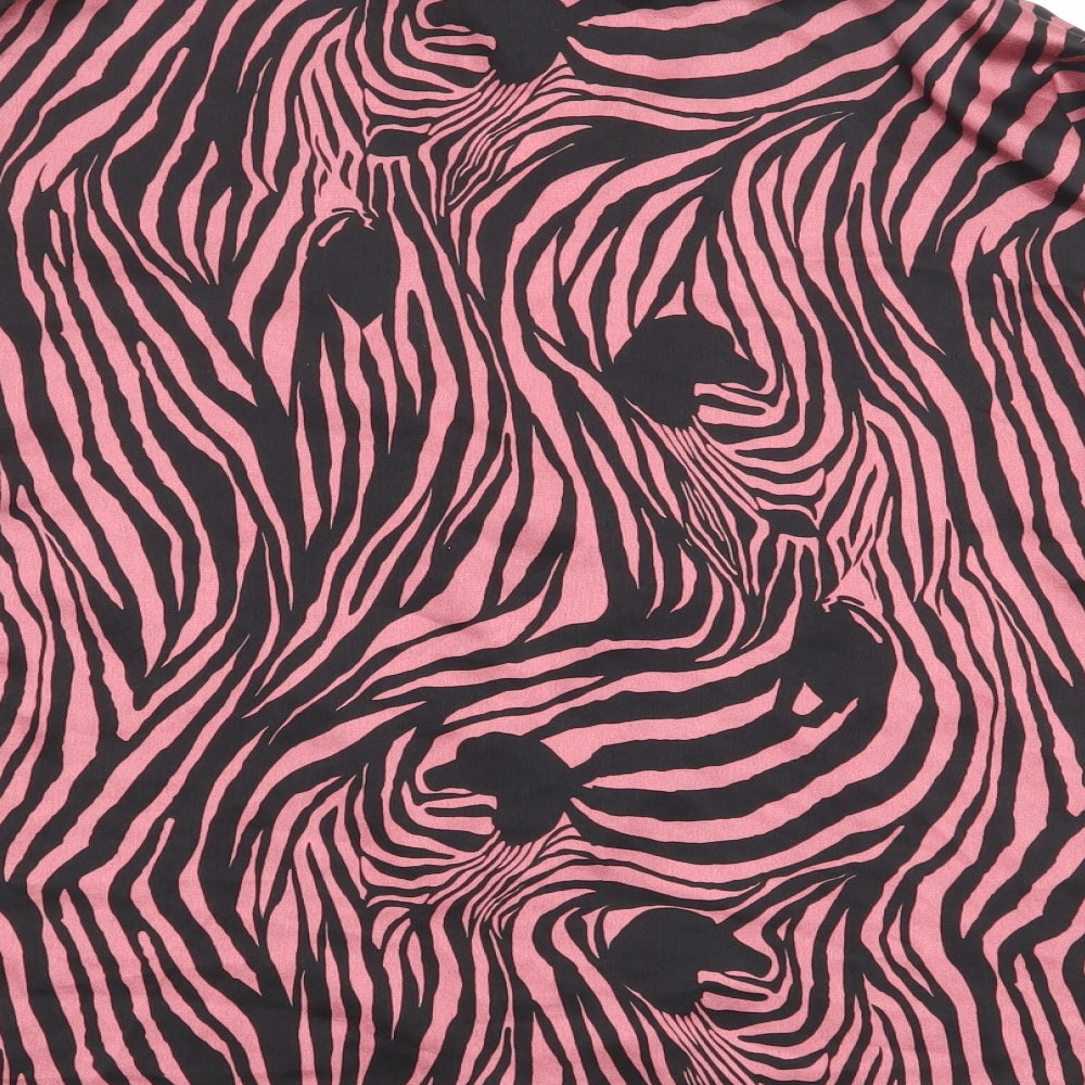 Nasty Gal Womens Pink Animal Print Polyester Basic Button-Up Size 10 Collared - Zebra Print