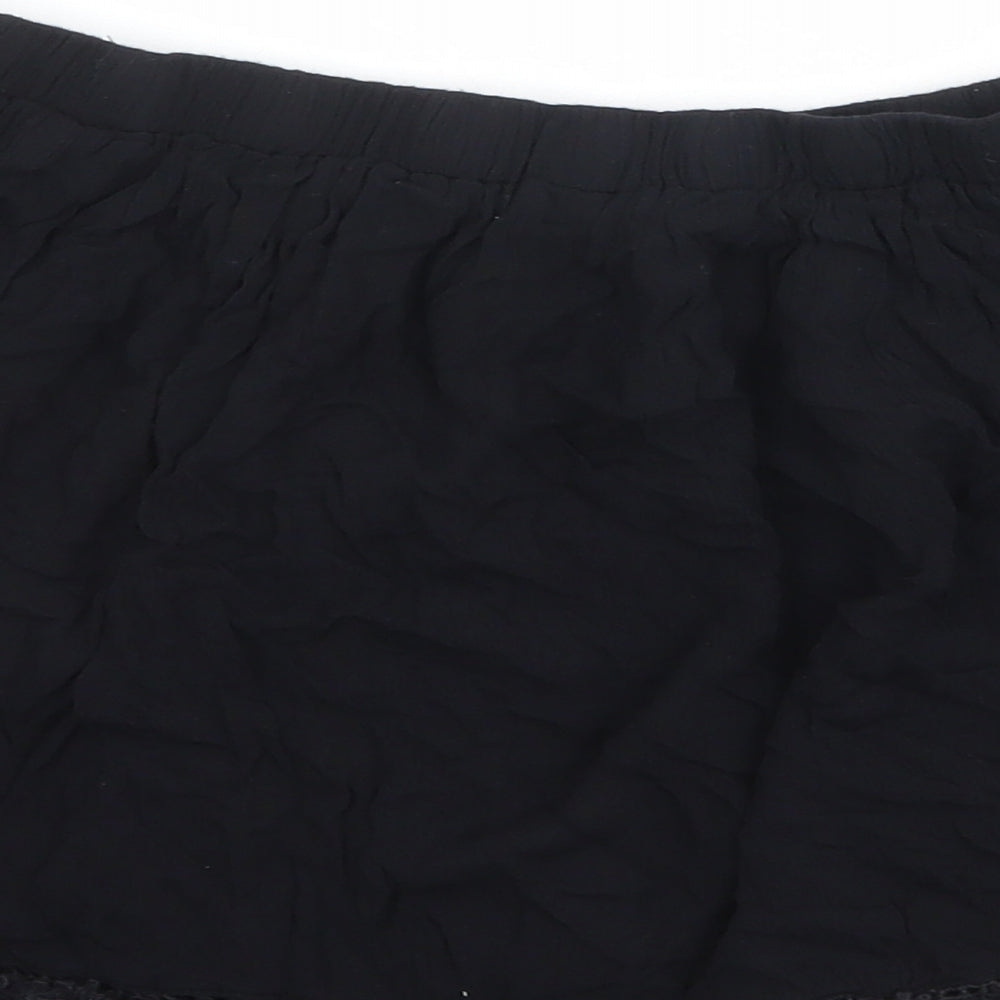 Select Womens Black Viscose Cropped Blouse Size 14 Off the Shoulder - Crocheted Lace Detail