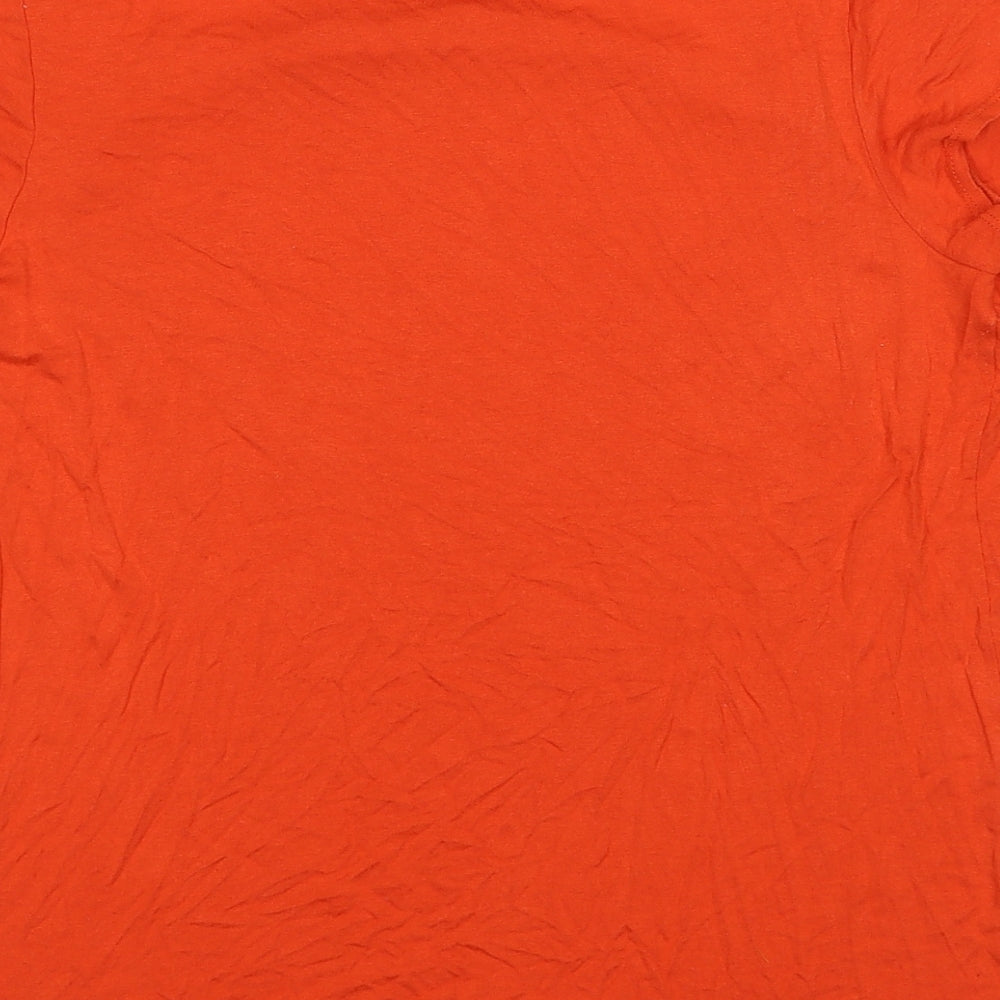 BHS Womens Red Viscose Basic T-Shirt Size 10 Cowl Neck