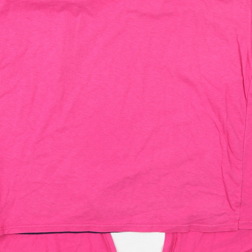 BHS Womens Pink Cotton Basic Blouse Size M Scoop Neck - Layered