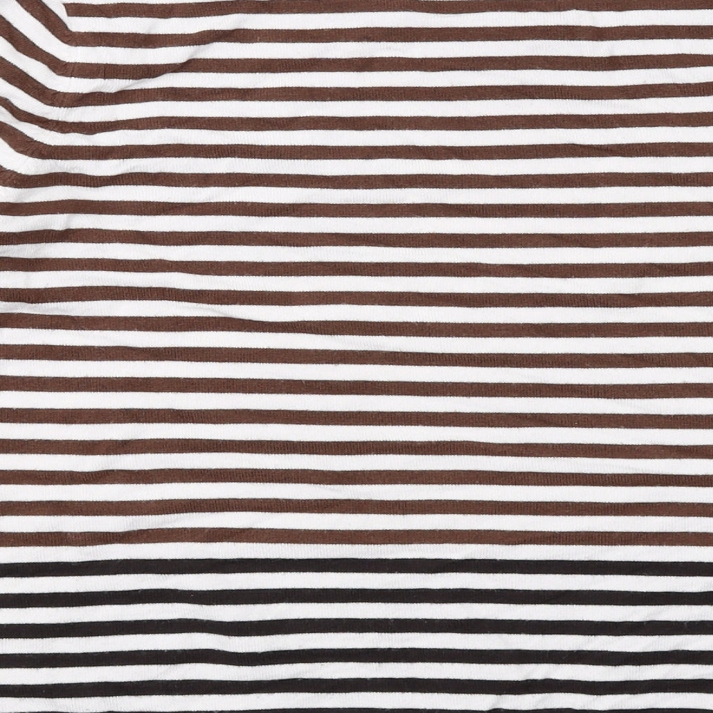 Country Casuals Womens Brown Round Neck Striped Viscose Pullover Jumper Size L