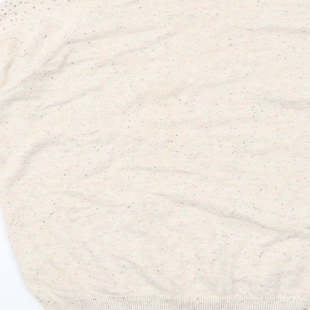Savida Womens Ivory Round Neck Cotton Pullover Jumper Size M