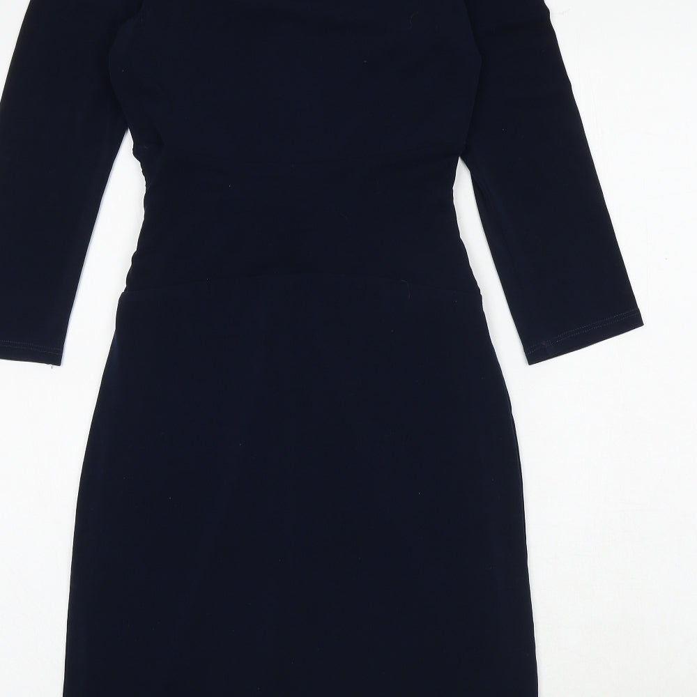 Linea Womens Blue Polyester Sheath Size 8 V-Neck Tie