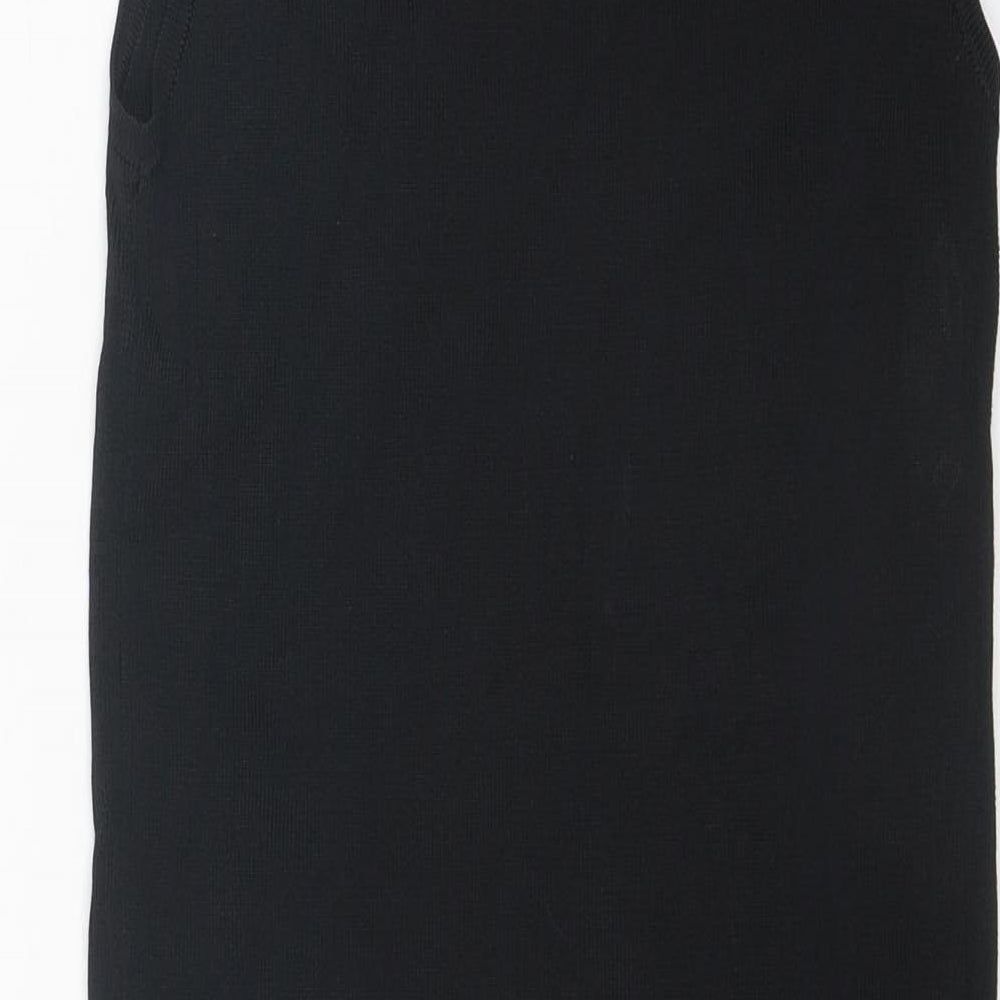 Topshop Womens Black Viscose Sheath Size 12 Round Neck Pullover