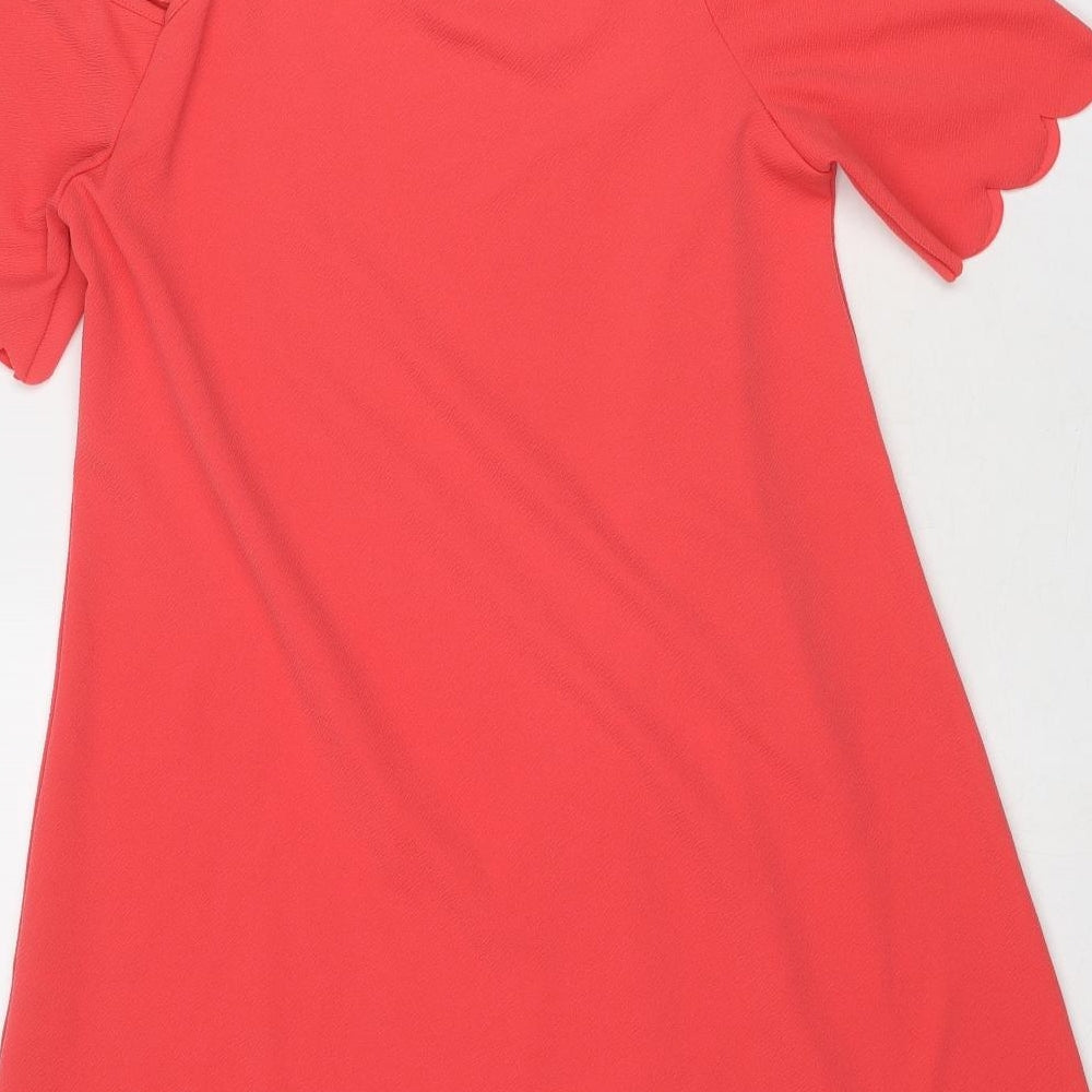 Select Womens Pink Polyester A-Line Size 14 Round Neck Pullover - Scalloped