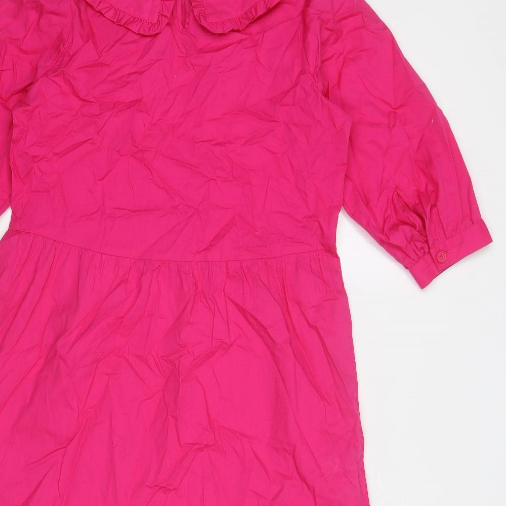 Divided by H&M Womens Pink Cotton A-Line Size XS Collared Button