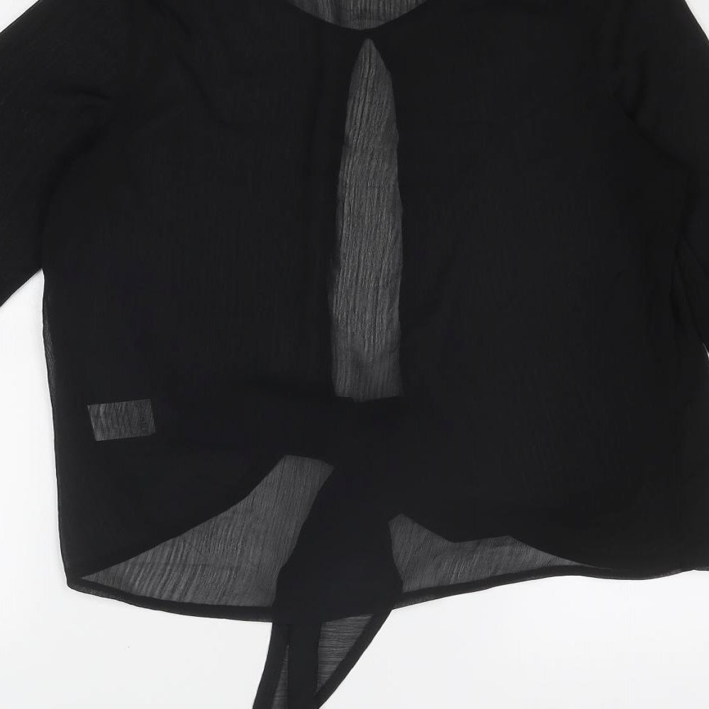 Missguided Womens Black Polyester Basic Blouse Size 8 V-Neck
