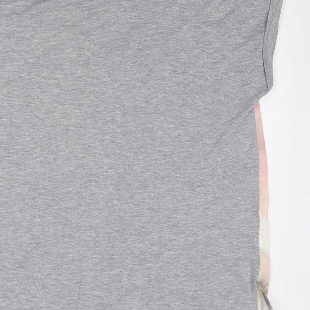 Per Una Womens Grey Geometric Polyester Basic Blouse Size 14 Round Neck