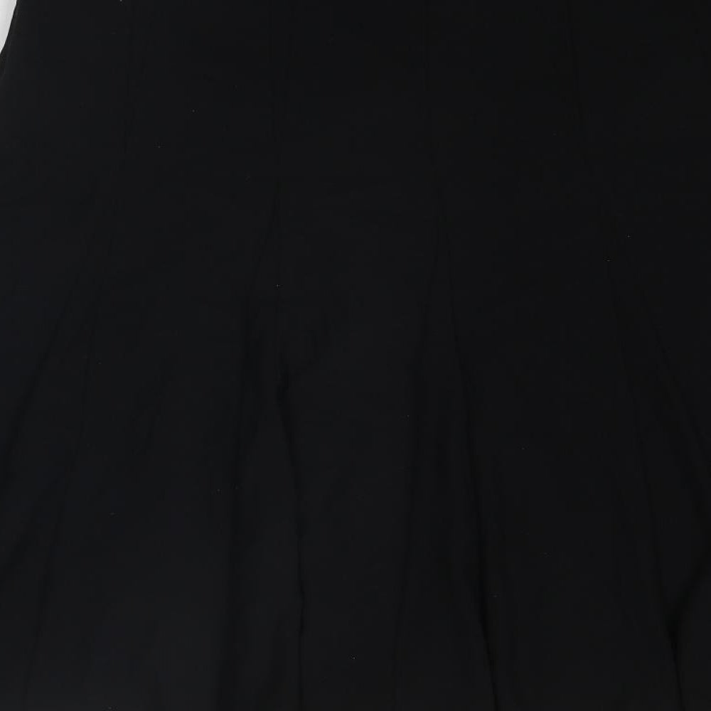 Marks & Spencer Womens Black Polyester Swing Skirt Size 36 in Zip