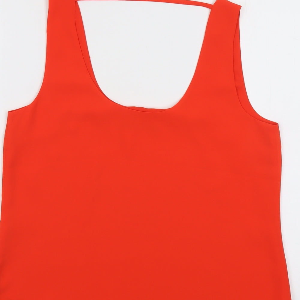 Oasis Womens Red Polyester Basic Tank Size 12 Scoop Neck