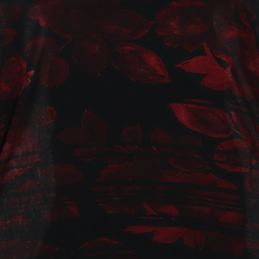 NEXT Womens Black Floral Polyester Basic Blouse Size 8 Round Neck
