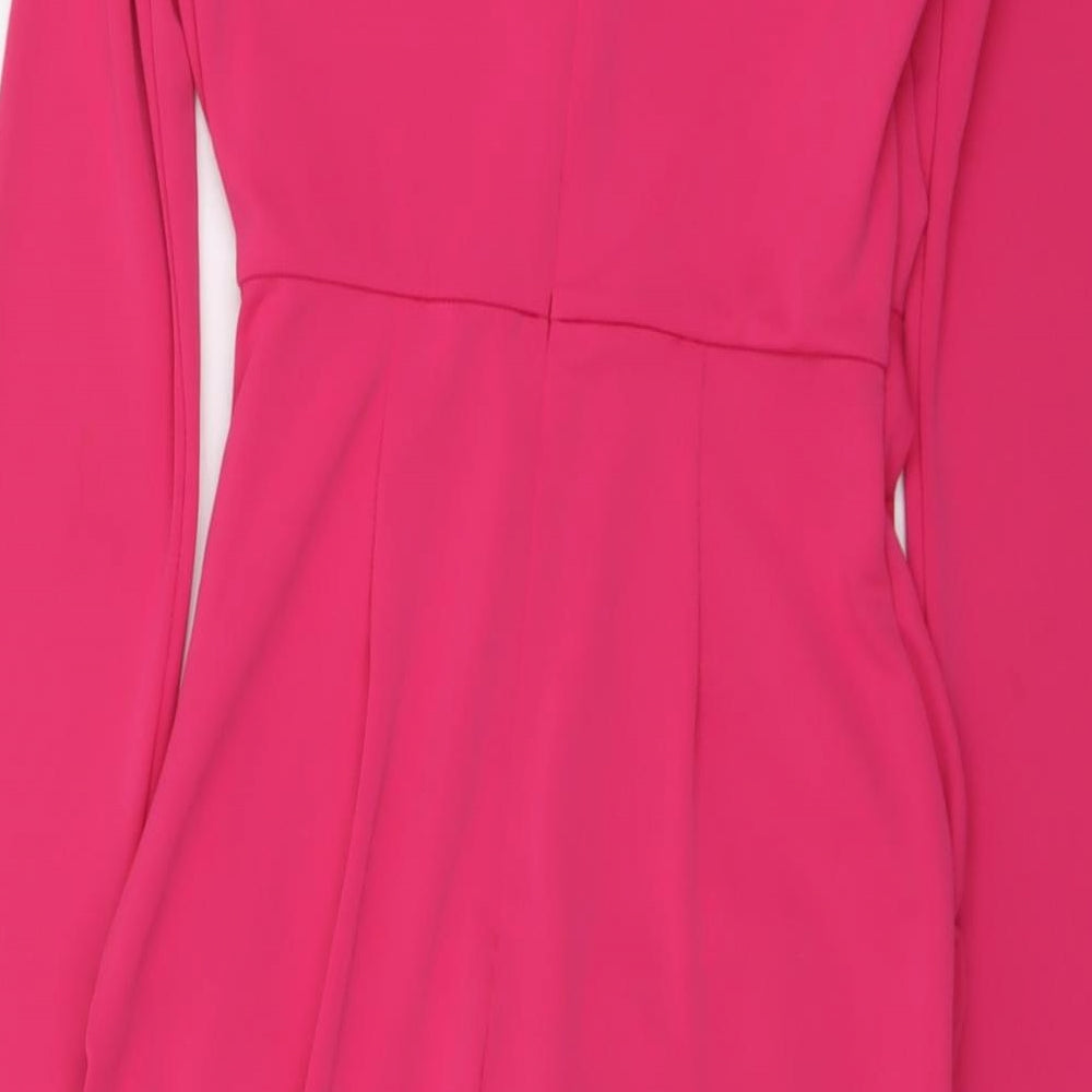 NBD Womens Pink Polyester Sheath Size XS V-Neck Zip - Wrap Style