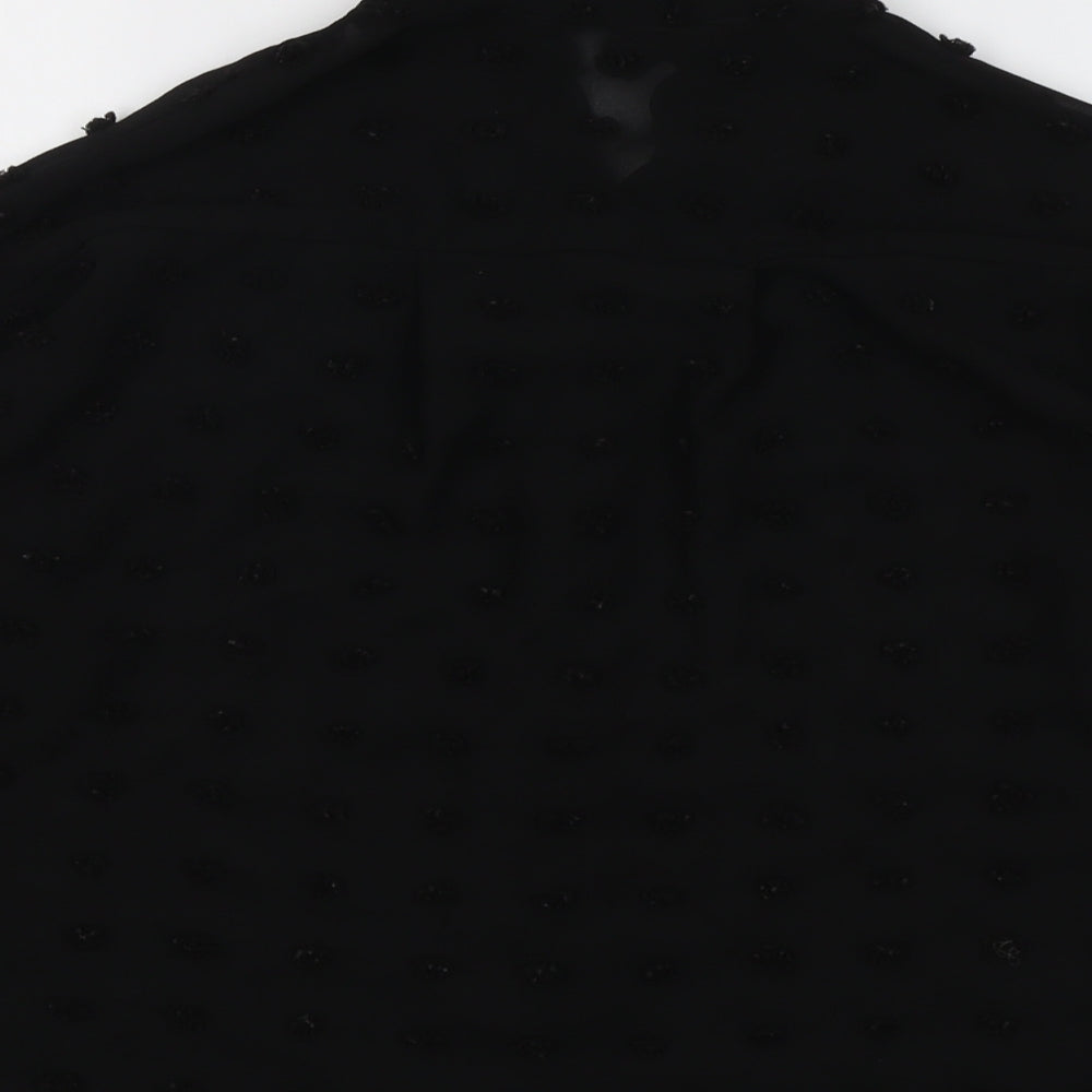 Zara Womens Black Polyester Basic Button-Up Size XS Collared