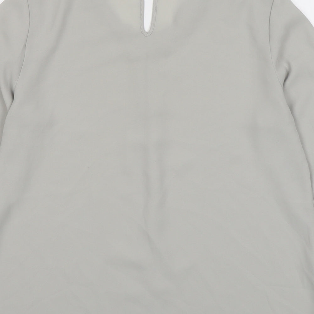 Dorothy Perkins Womens Grey Polyester Basic Blouse Size 12 Round Neck