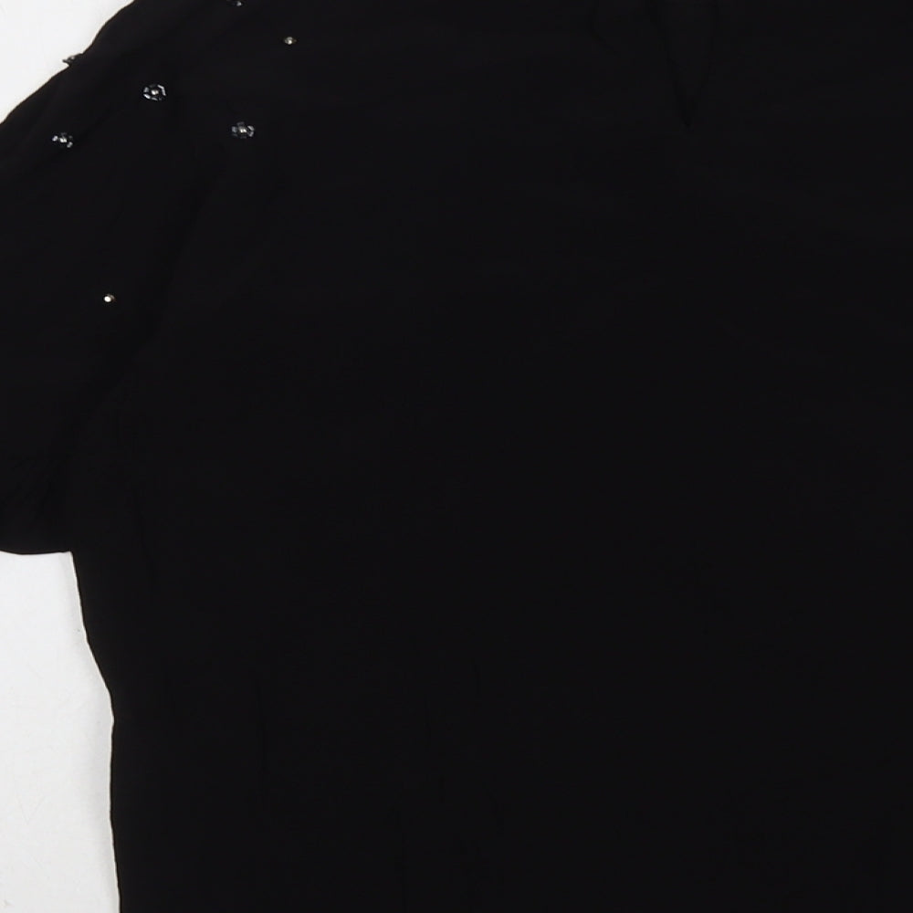 River Island Womens Black Viscose Basic Blouse Size 10 Round Neck