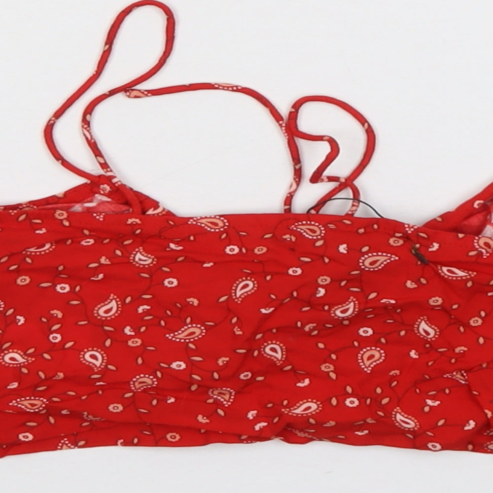 Motel Rocks Womens Red Geometric Viscose Cropped Tank Size XS Round Neck