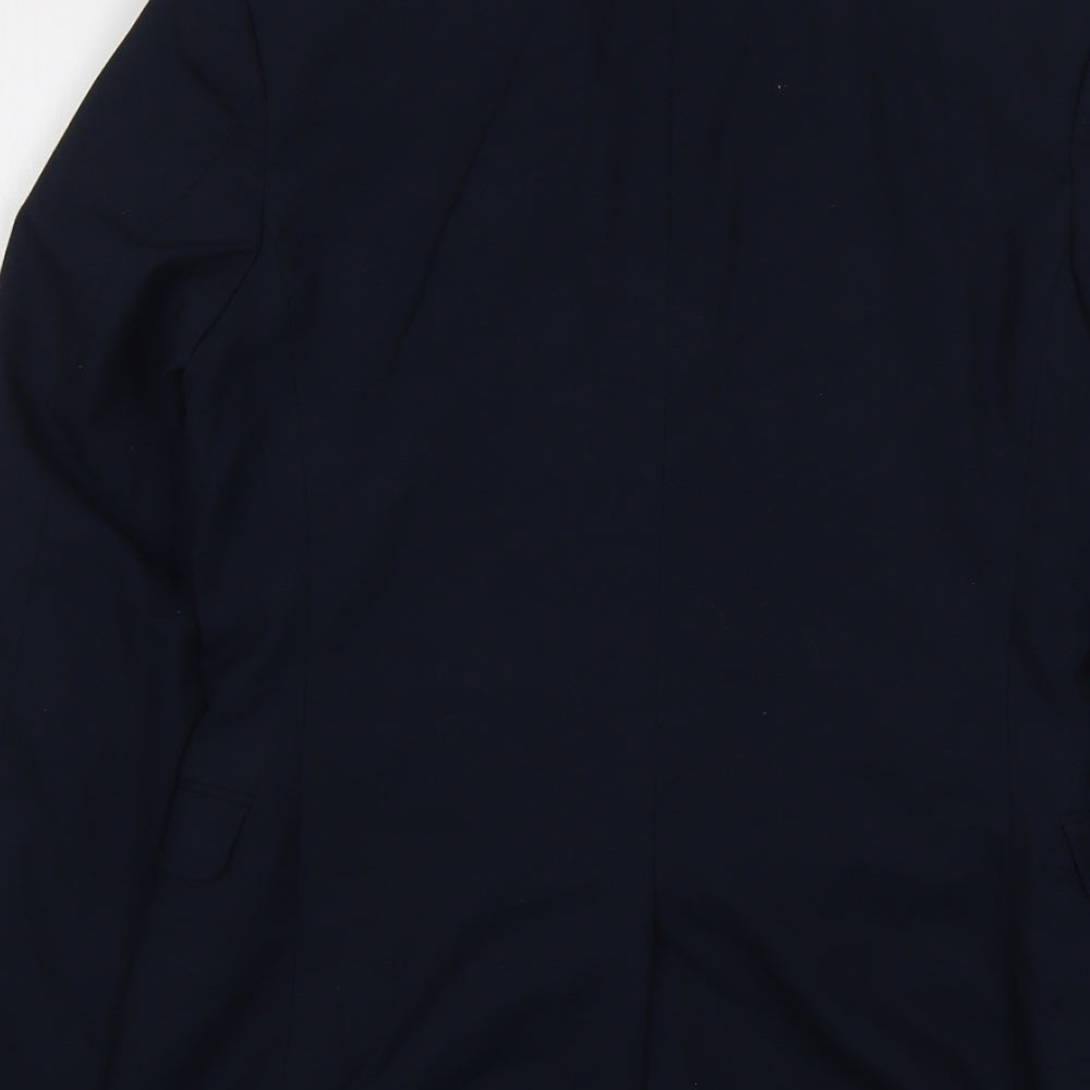 Topman Mens Blue Polyester Jacket Suit Jacket Size 34 Regular
