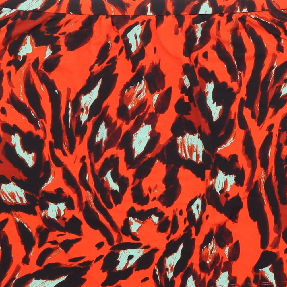 Very Womens Orange Animal Print Polyester Basic Blouse Size 14 Off the Shoulder - Leopard Pattern