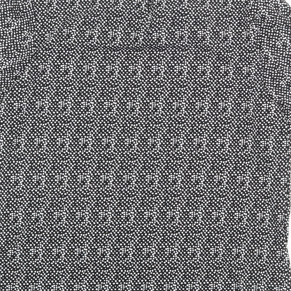 Adrianna Papell Womens Black Geometric Polyester Basic Blouse Size M Round Neck