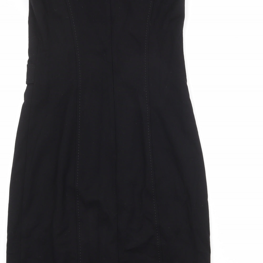 Gerry Weber Womens Black Viscose A-Line Size 10 Round Neck Zip