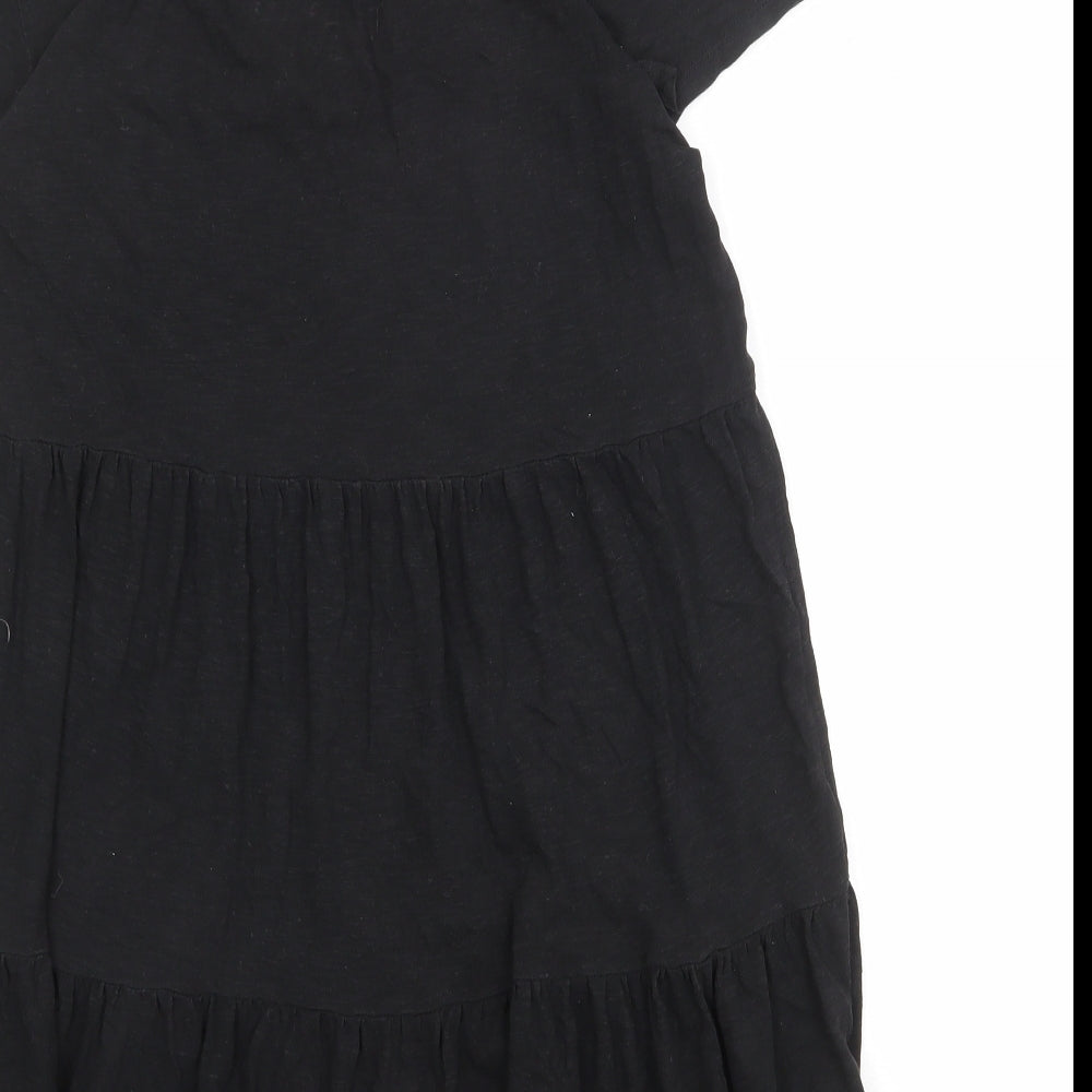 Sportsgirl Womens Black 100% Cotton T-Shirt Dress Size XS V-Neck Pullover