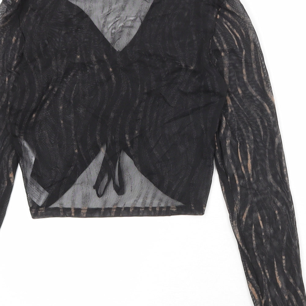 Bershka Womens Black Polyester Basic Blouse Size M Collared