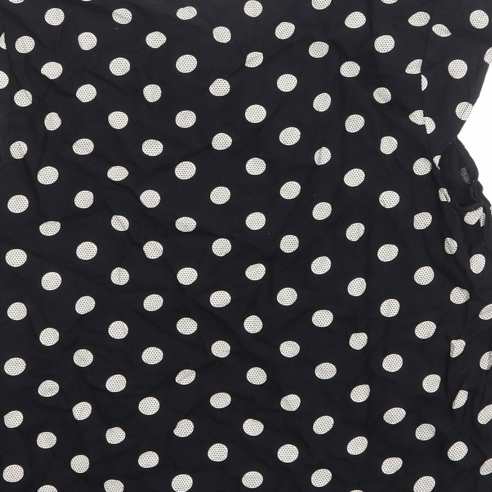 dusk Womens Black Polka Dot Viscose Basic Blouse Size M Boat Neck