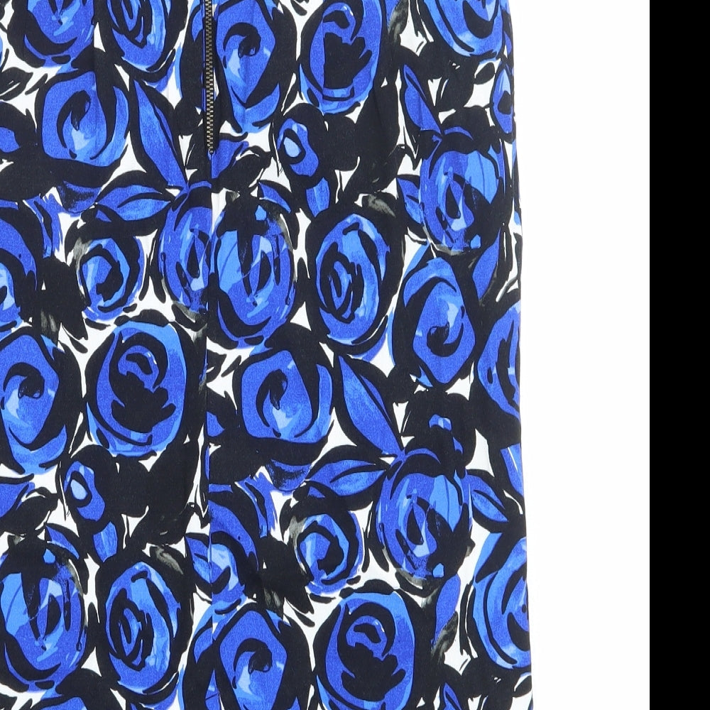Marks & Spencer Womens Multicoloured Floral Viscose A-Line Skirt Size 8 Zip
