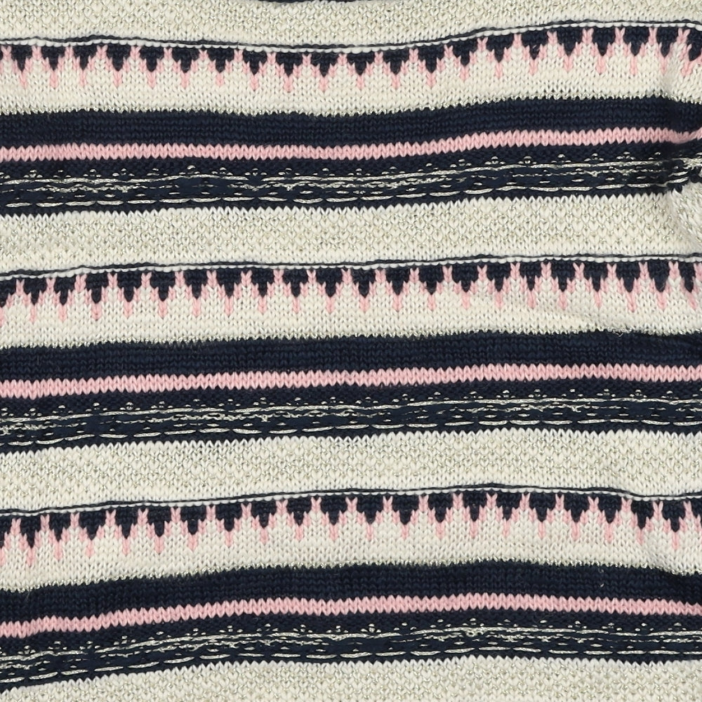 Springfield Womens Multicoloured Boat Neck Geometric Polyester Pullover Jumper Size M