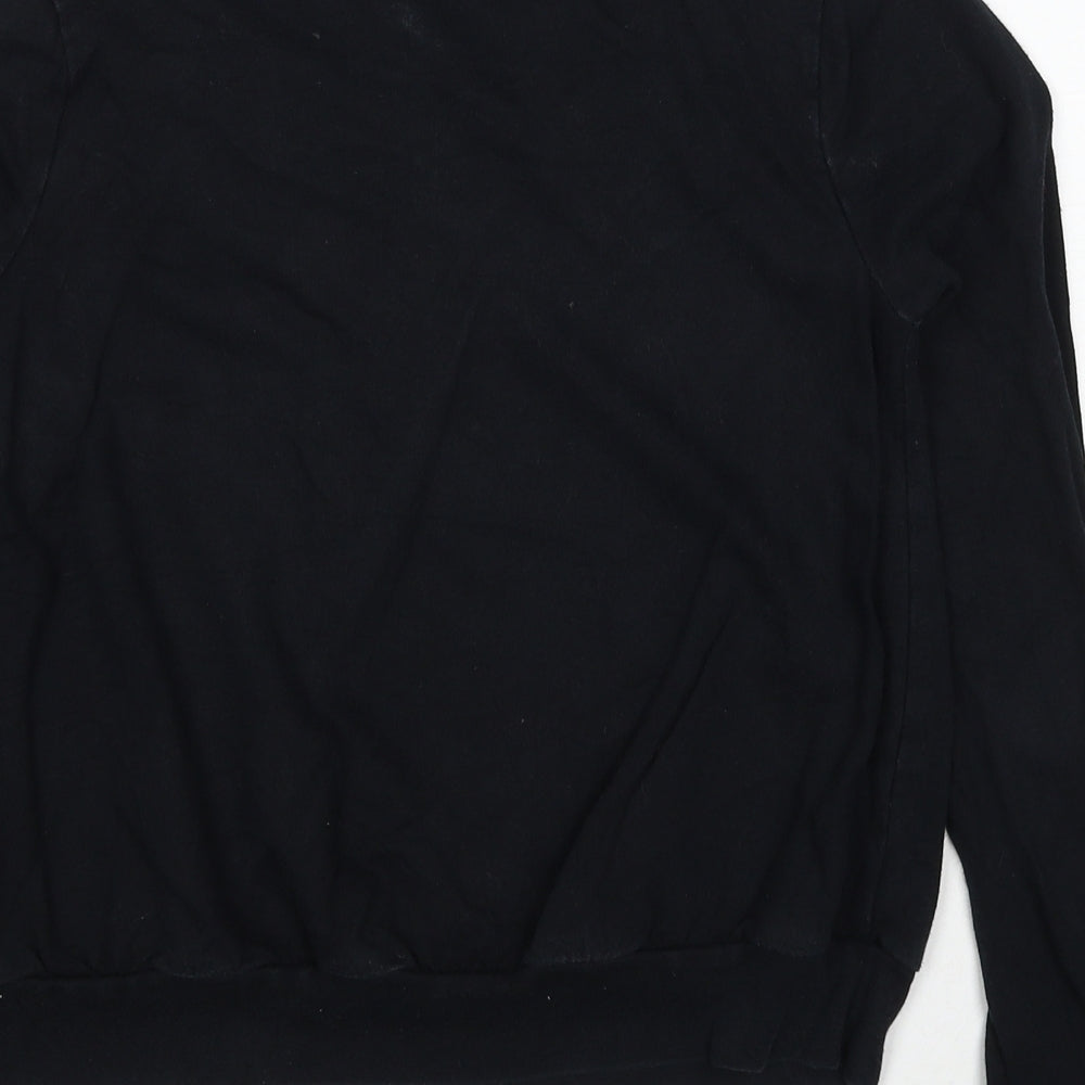 Topshop Womens Black Cotton Pullover Sweatshirt Size 6 Pullover