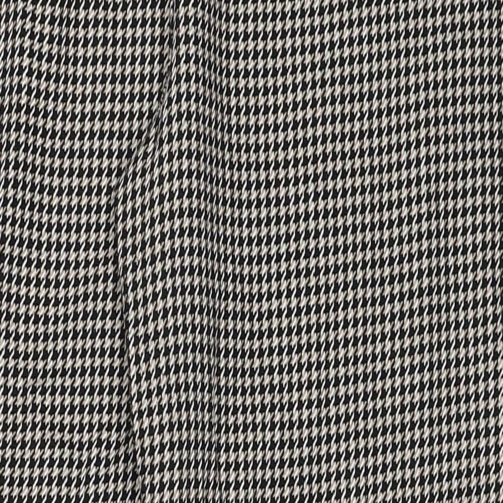 Made in Italy Womens Black Geometric Cotton Carrot Trousers Size 12 Regular Zip