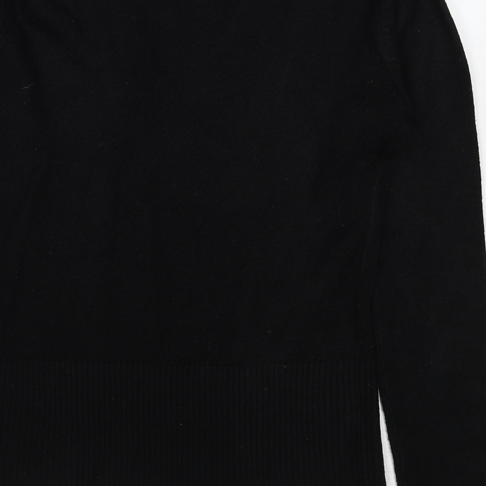 Internacionale Womens Black Round Neck Acrylic Pullover Jumper Size 10