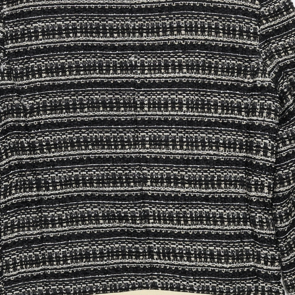 NEXT Womens Black Scoop Neck Striped Polyester Cardigan Jumper Size 8
