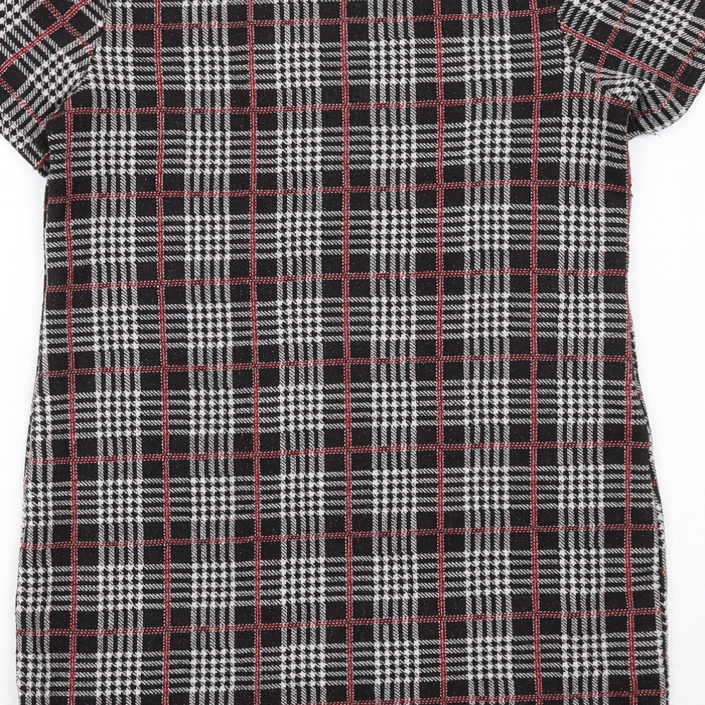 New Look Womens Black Geometric Polyester A-Line Size 12 Round Neck Pullover
