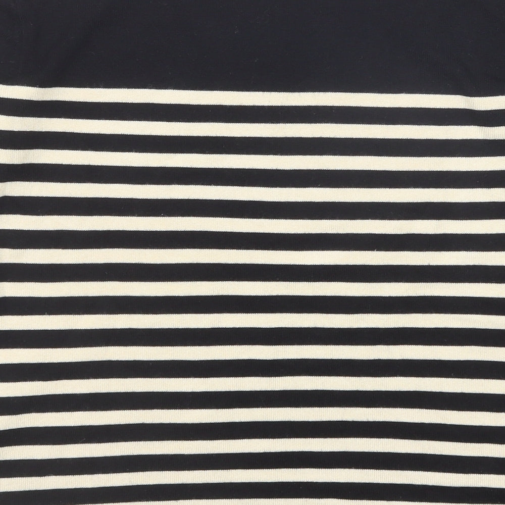 H&M Womens Black Boat Neck Striped Acrylic Pullover Jumper Size XS