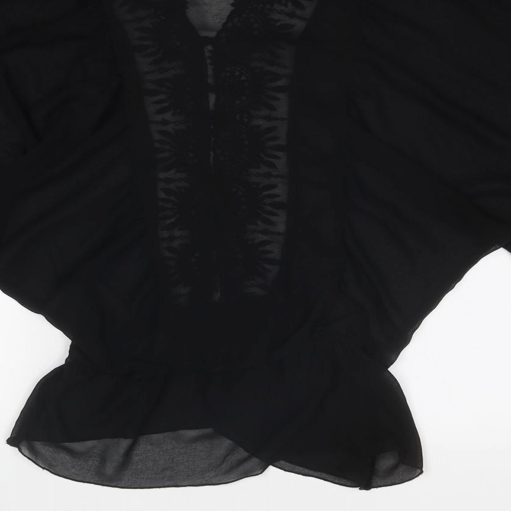 M&Co Womens Black Polyester Basic Blouse Size 12 V-Neck