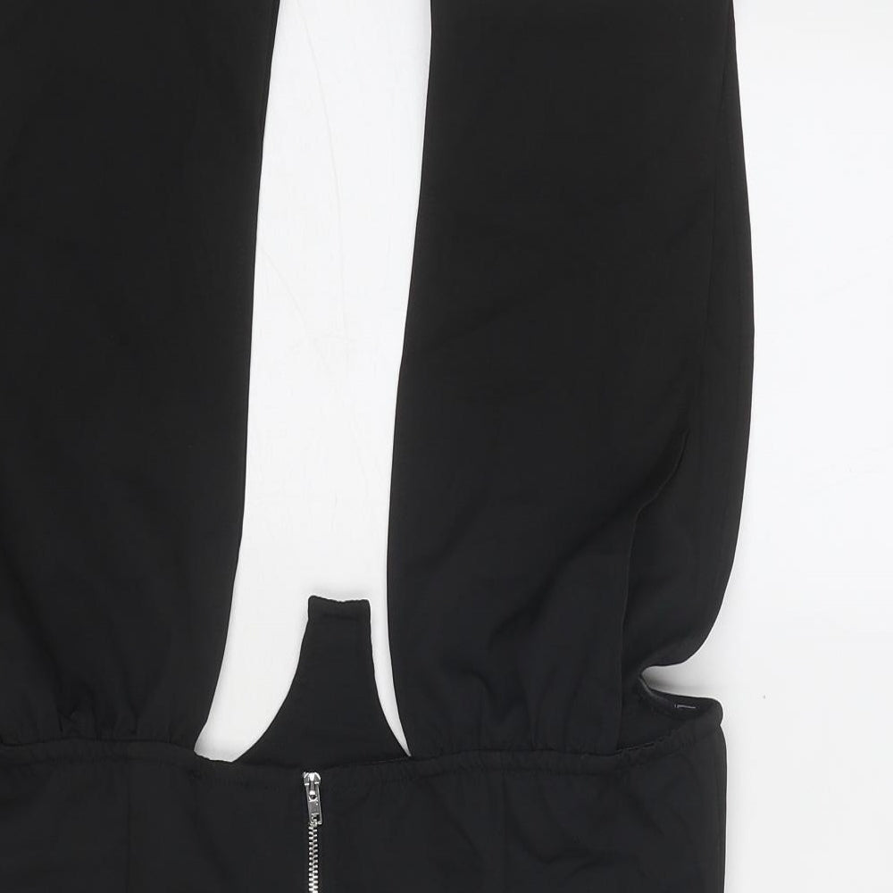PRETTYLITTLETHING Womens Black Polyester Cropped Blouse Size 12 Sweetheart
