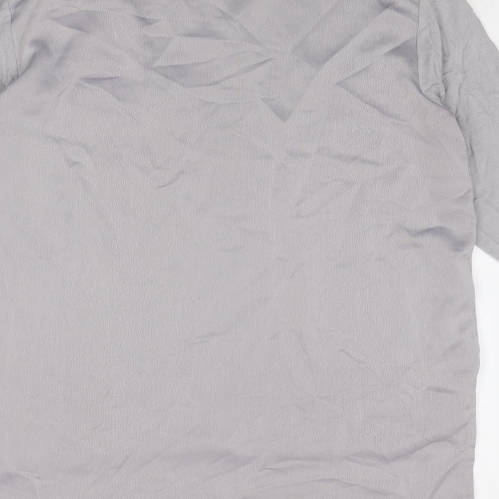New Look Womens Grey Viscose Basic Blouse Size 12 Round Neck