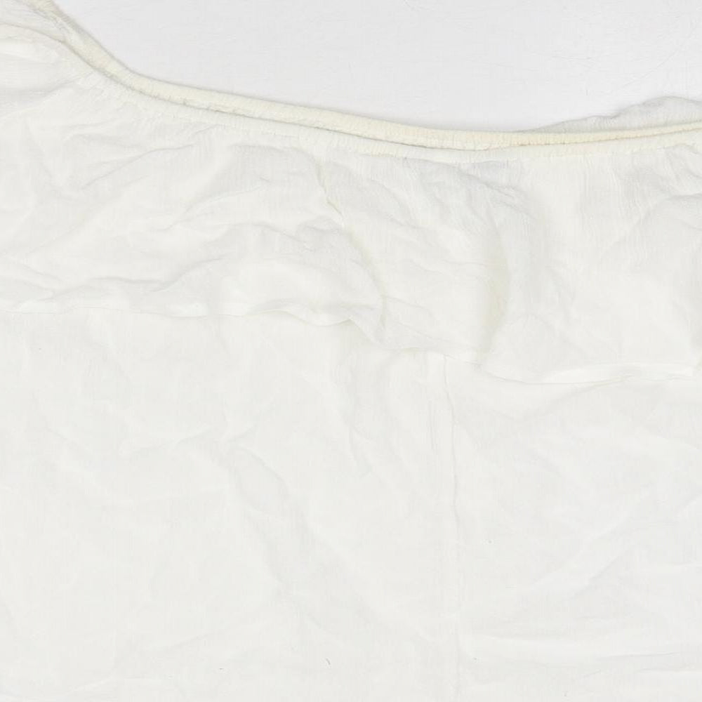 New Look Womens White Viscose Basic Blouse Size 12 Off the Shoulder