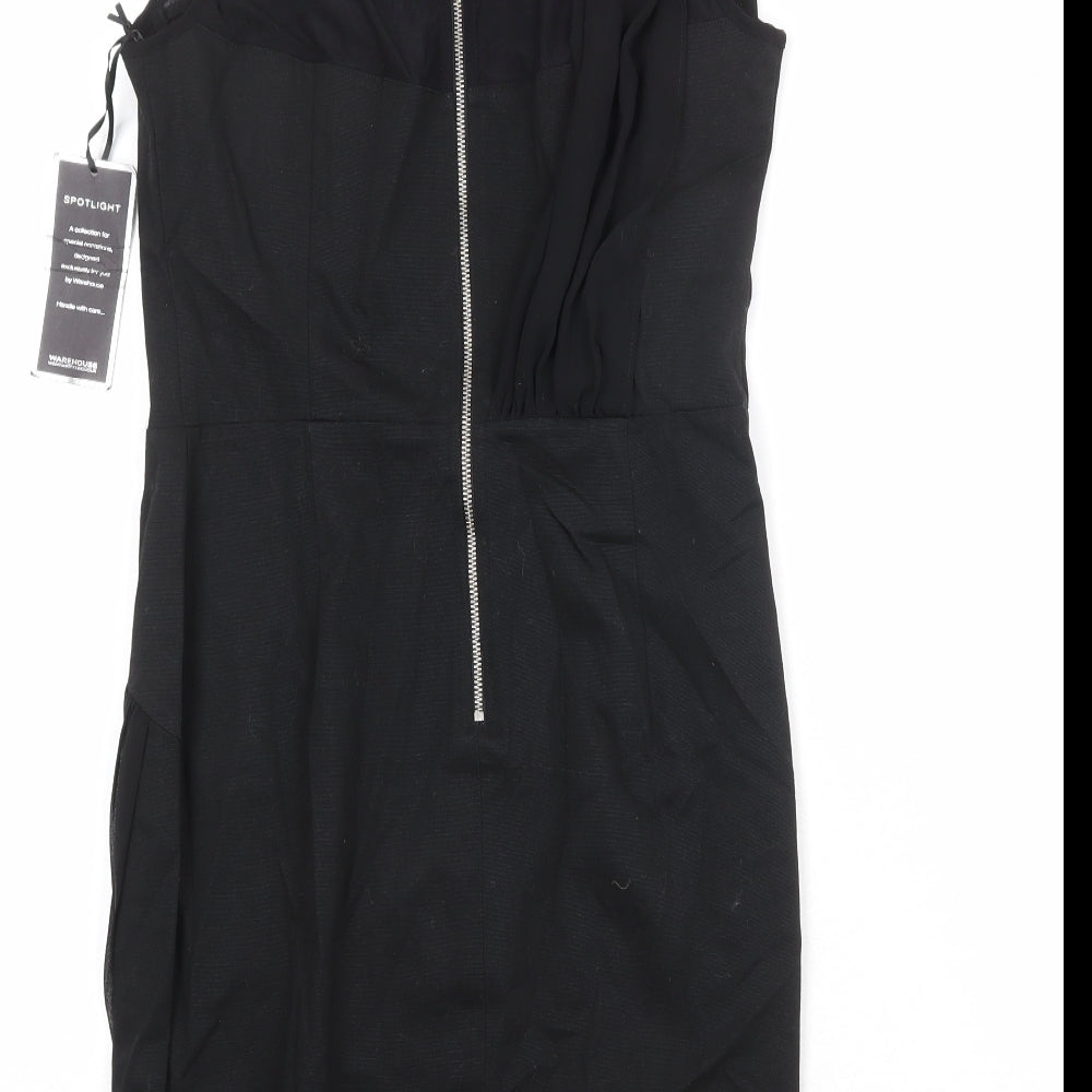Warehouse Womens Black Cotton A-Line Size 10 Round Neck Zip